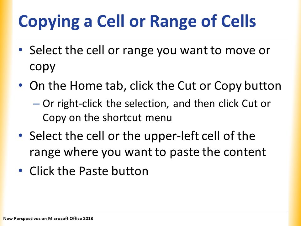Copying a Cell or Range of Cells