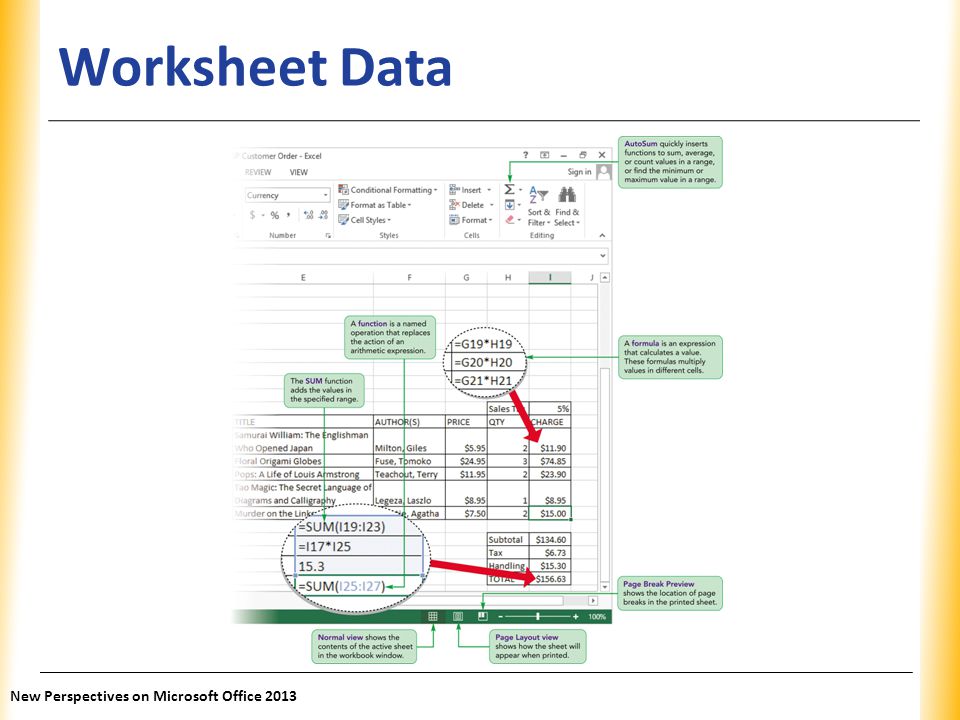 Worksheet Data New Perspectives on Microsoft Office 2013
