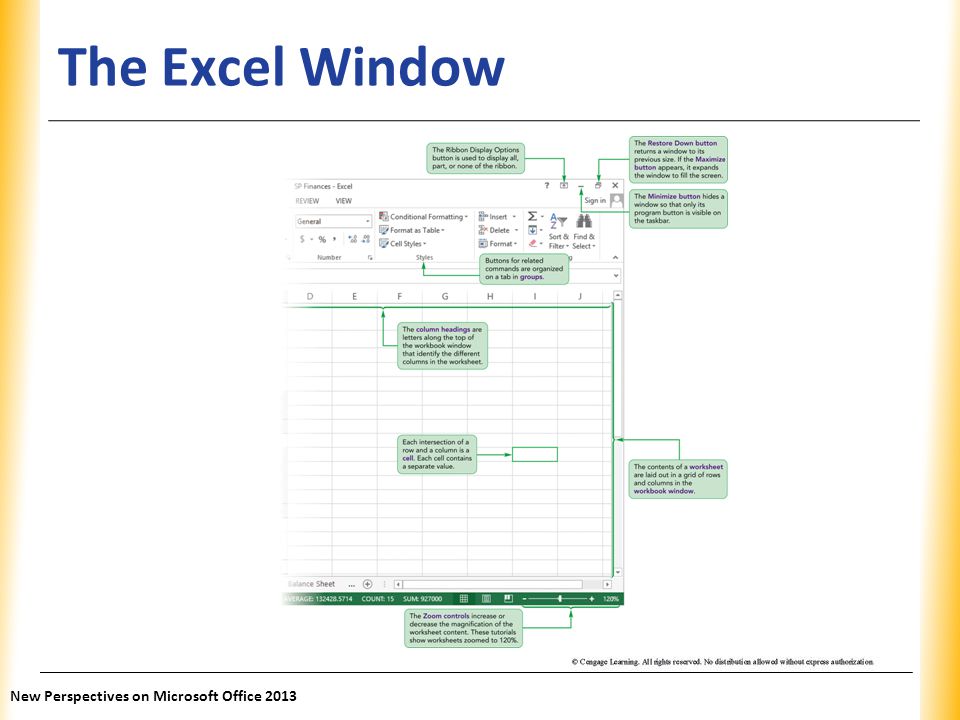 The Excel Window New Perspectives on Microsoft Office 2013
