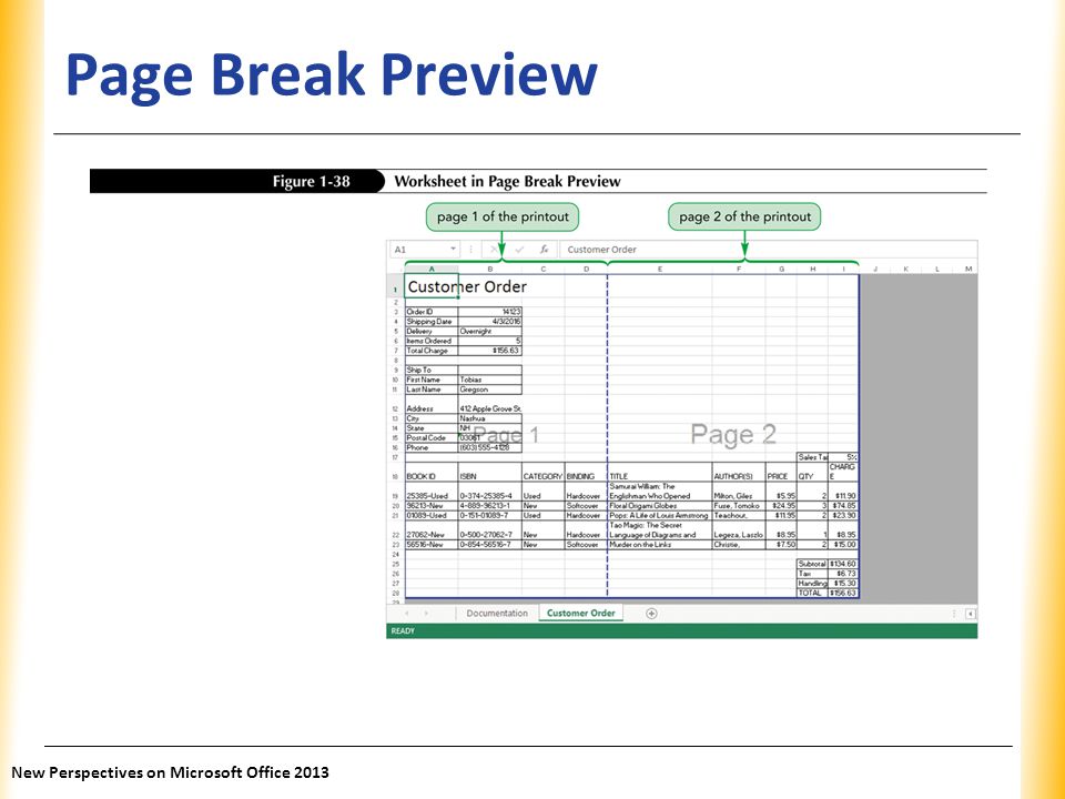 Page Break Preview New Perspectives on Microsoft Office 2013