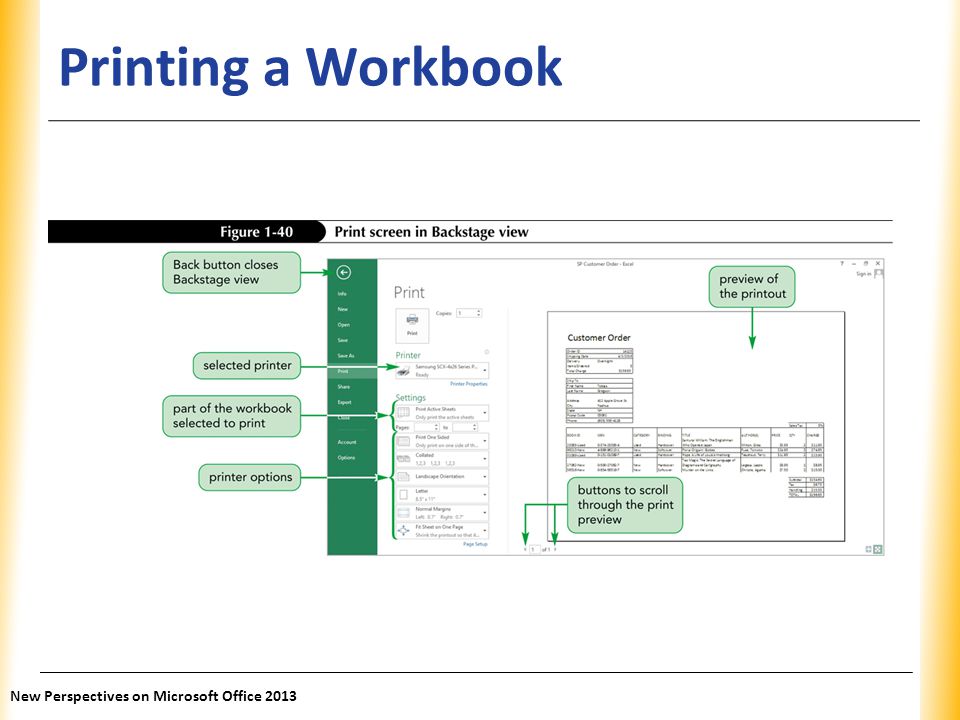 Printing a Workbook New Perspectives on Microsoft Office 2013