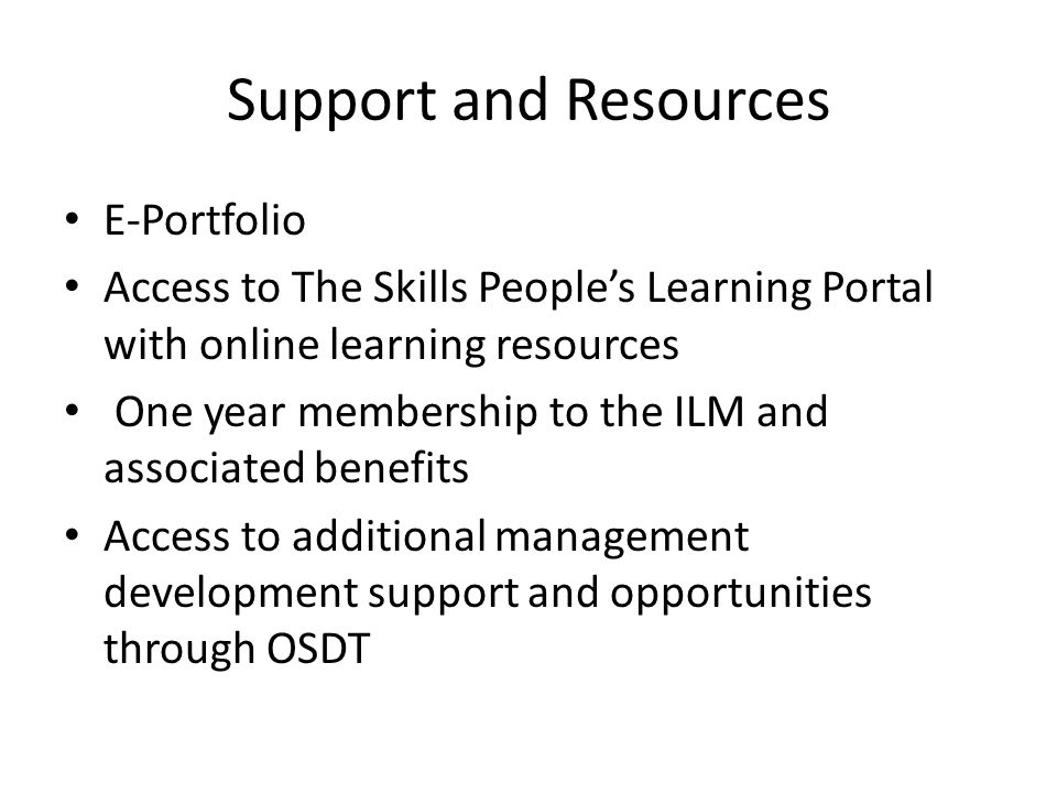 Support and Resources E-Portfolio