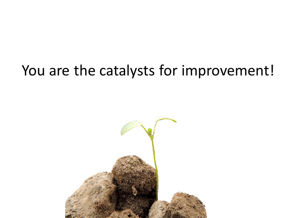You are the catalysts for improvement!
