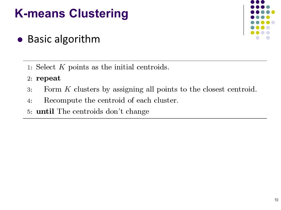 K-means Clustering Basic algorithm