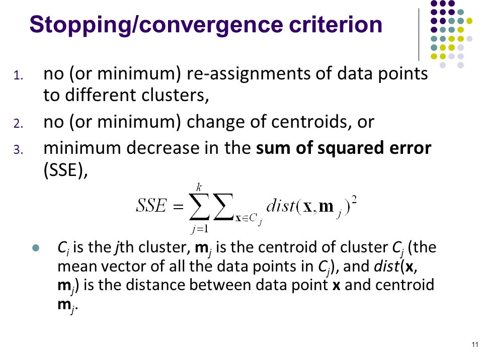 Stopping/convergence criterion