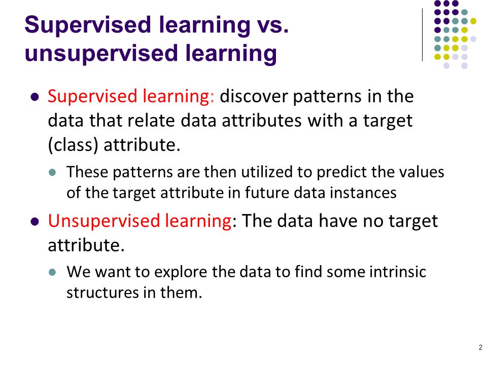 Supervised learning vs. unsupervised learning