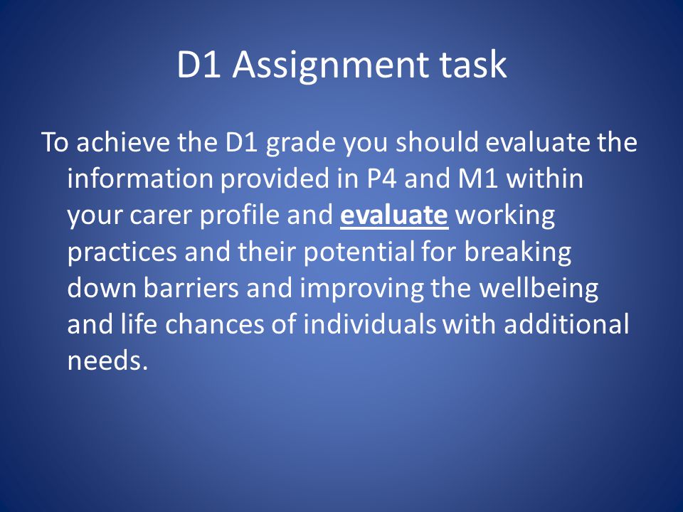 D1 Assignment task