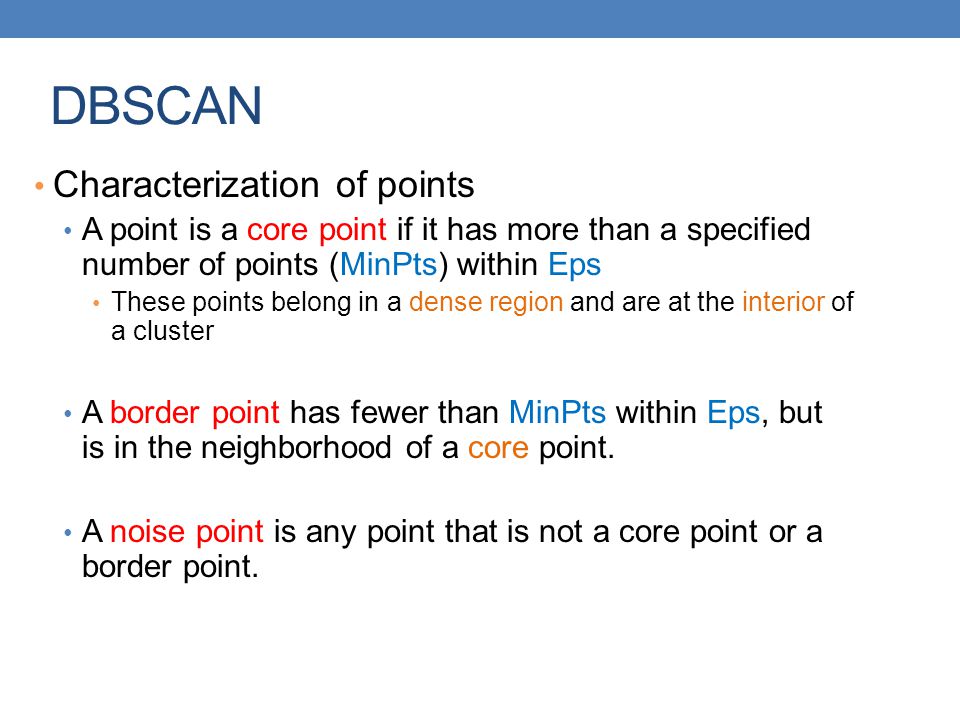 DBSCAN Characterization of points