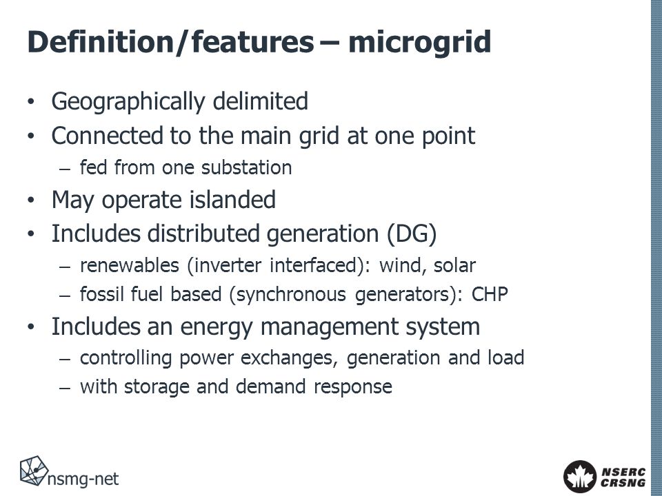 Definition/features – microgrid