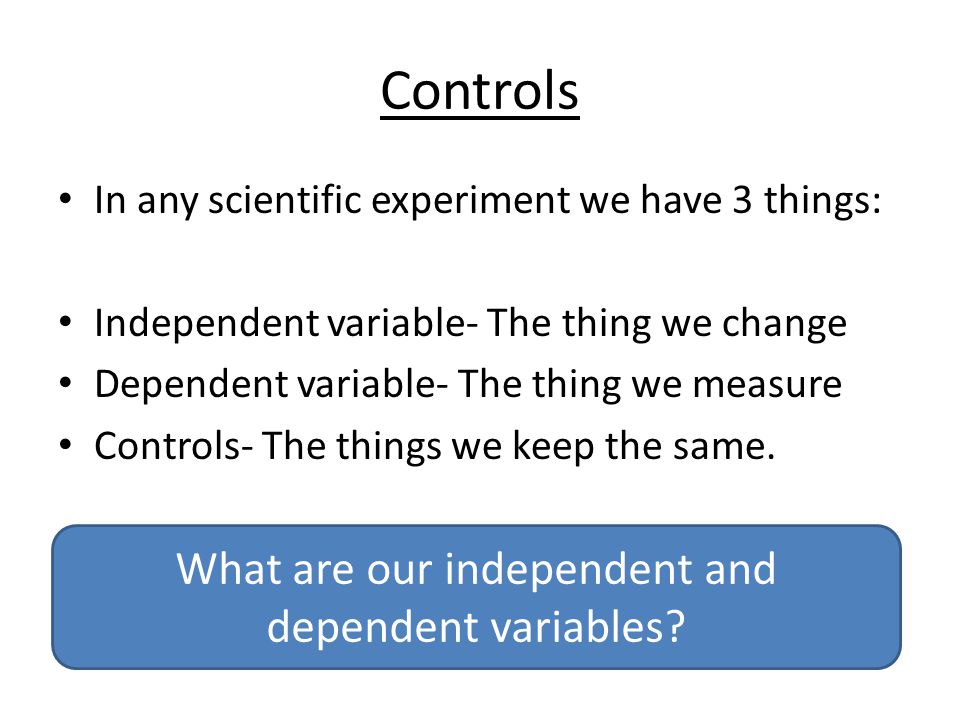 What are our independent and dependent variables