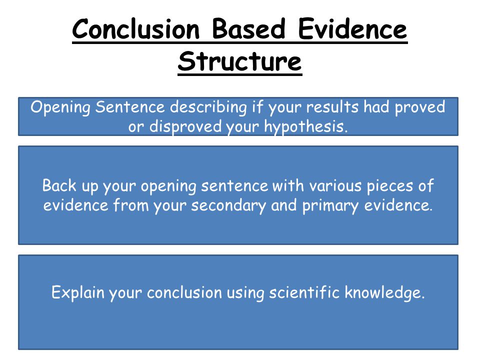 Conclusion Based Evidence Structure