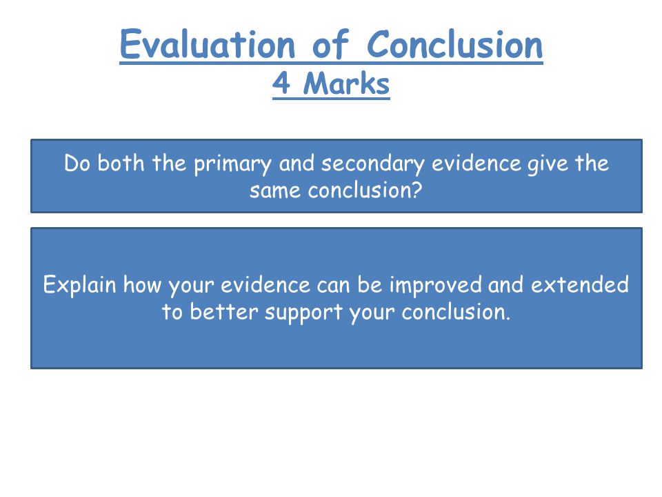 Evaluation of Conclusion 4 Marks