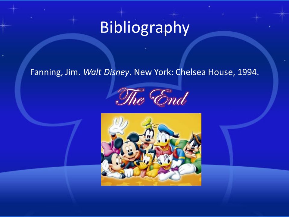 Fanning, Jim. Walt Disney. New York: Chelsea House, 1994.