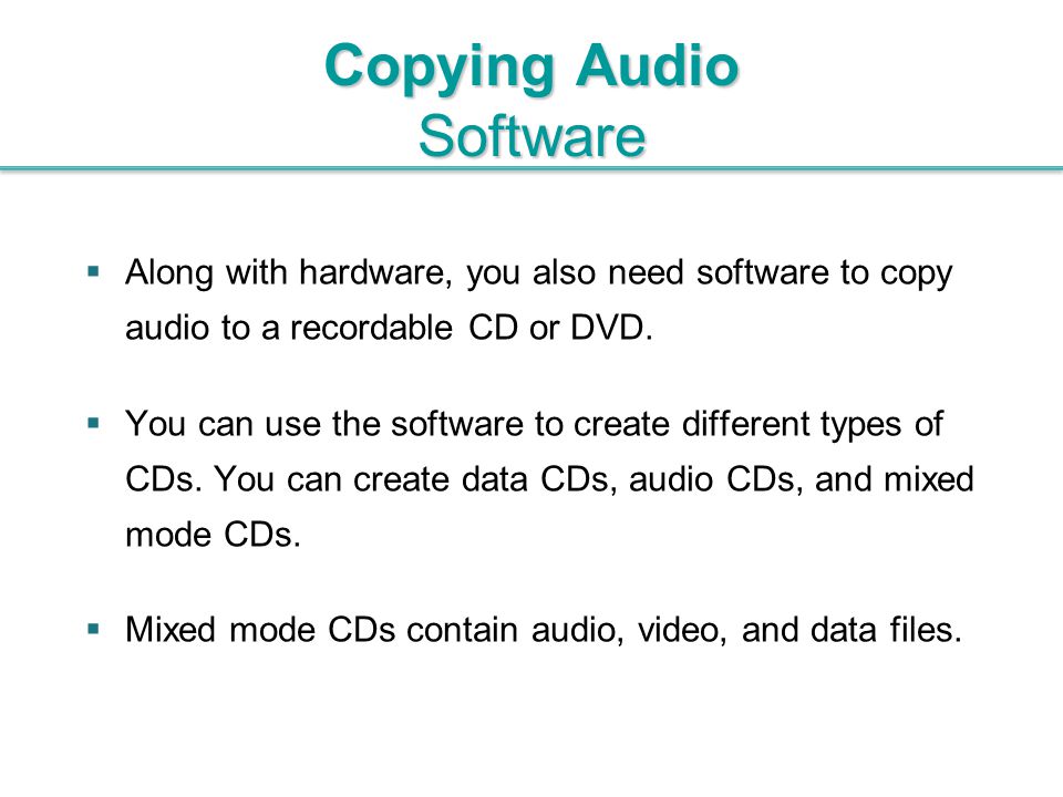 Copying Audio Software