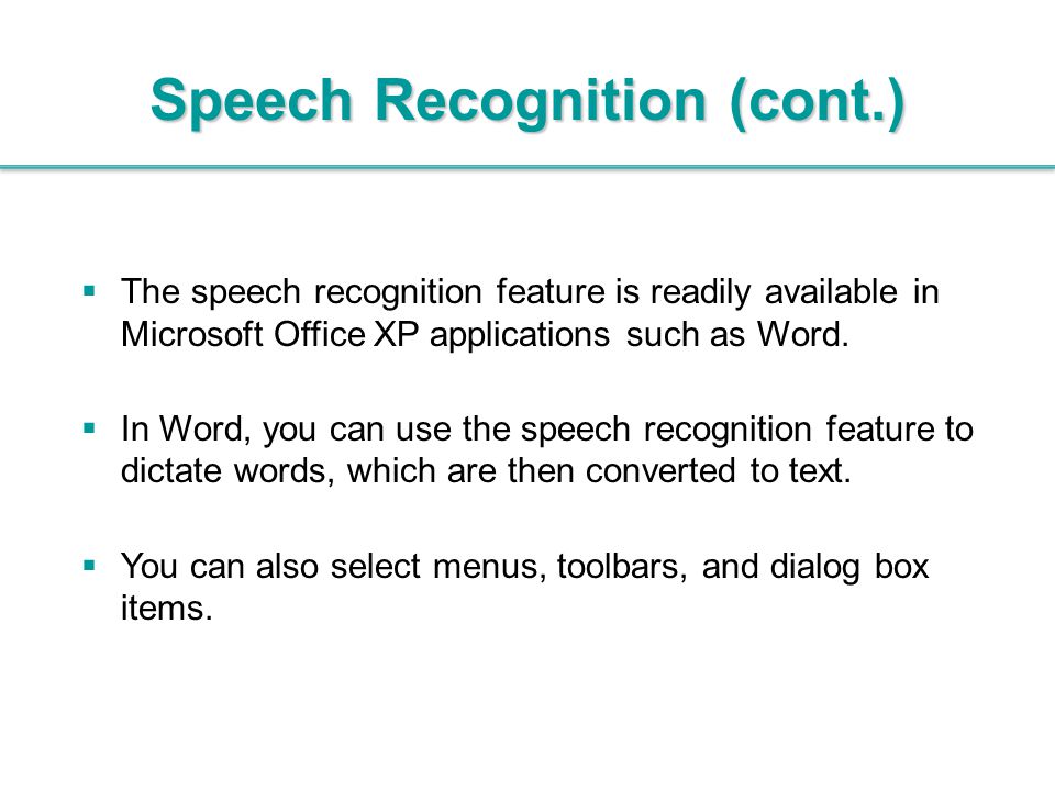 Speech Recognition (cont.)