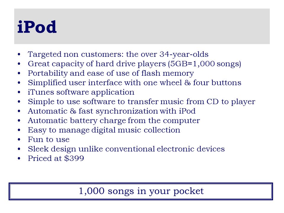 iPod 1,000 songs in your pocket