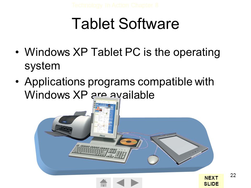 Tablet Software Windows XP Tablet PC is the operating system