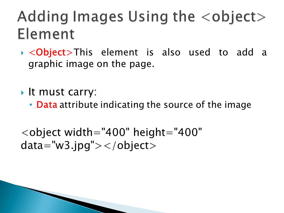 Adding Images Using the <object> Element
