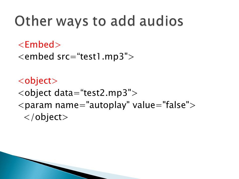 Other ways to add audios