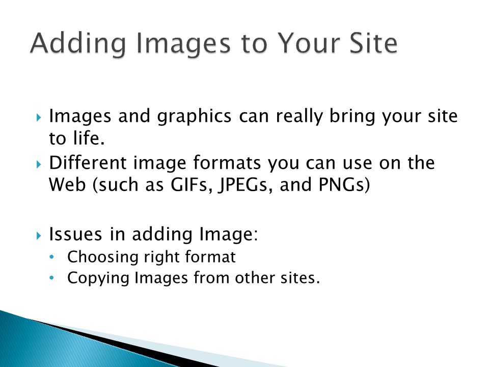 Adding Images to Your Site