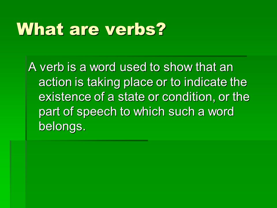 What are verbs