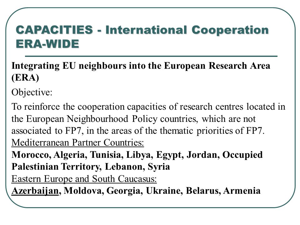 CAPACITIES - International Cooperation ERA-WIDE