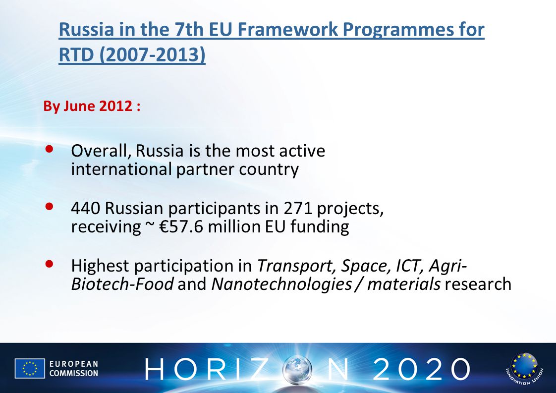 Russia in the 7th EU Framework Programmes for RTD ( )