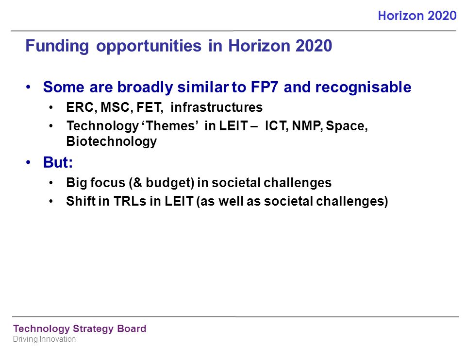 Funding opportunities in Horizon 2020