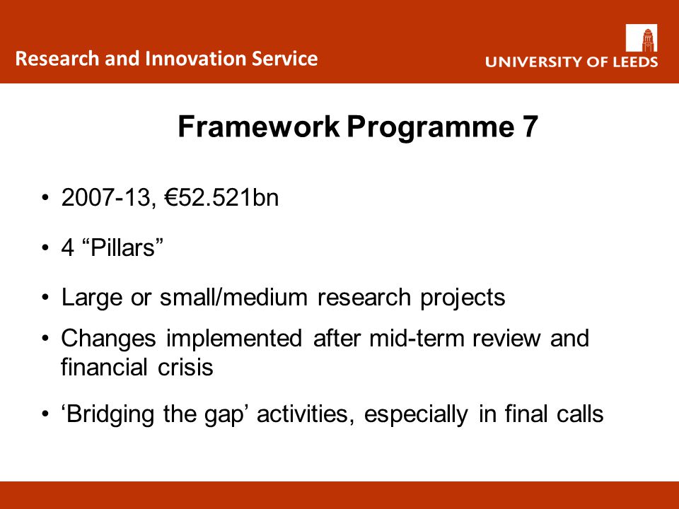 Framework Programme , €52.521bn 4 Pillars