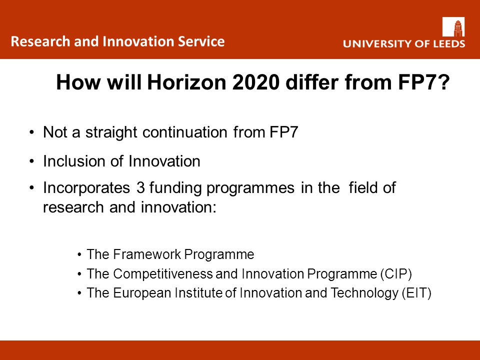 How will Horizon 2020 differ from FP7