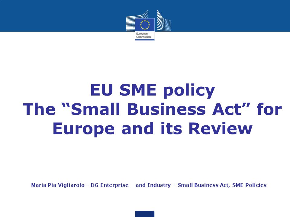 EU SME policy The Small Business Act for Europe and its Review
