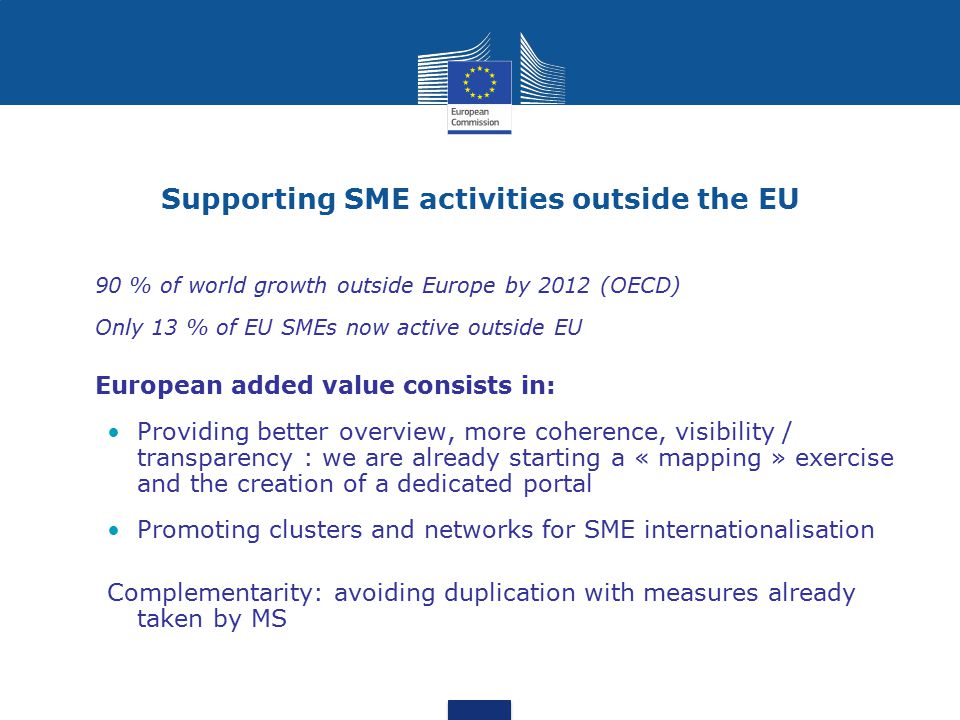 Supporting SME activities outside the EU