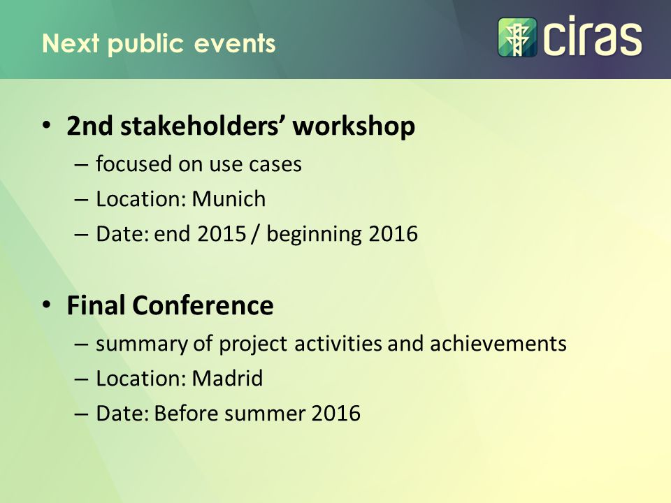 2nd stakeholders’ workshop