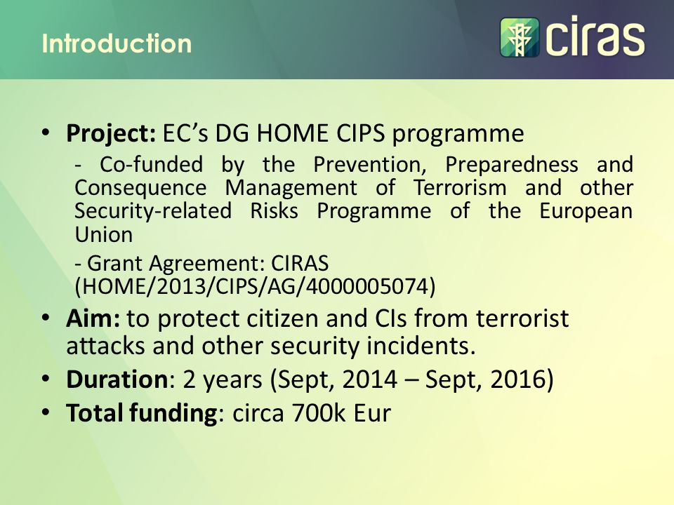 Project: EC’s DG HOME CIPS programme
