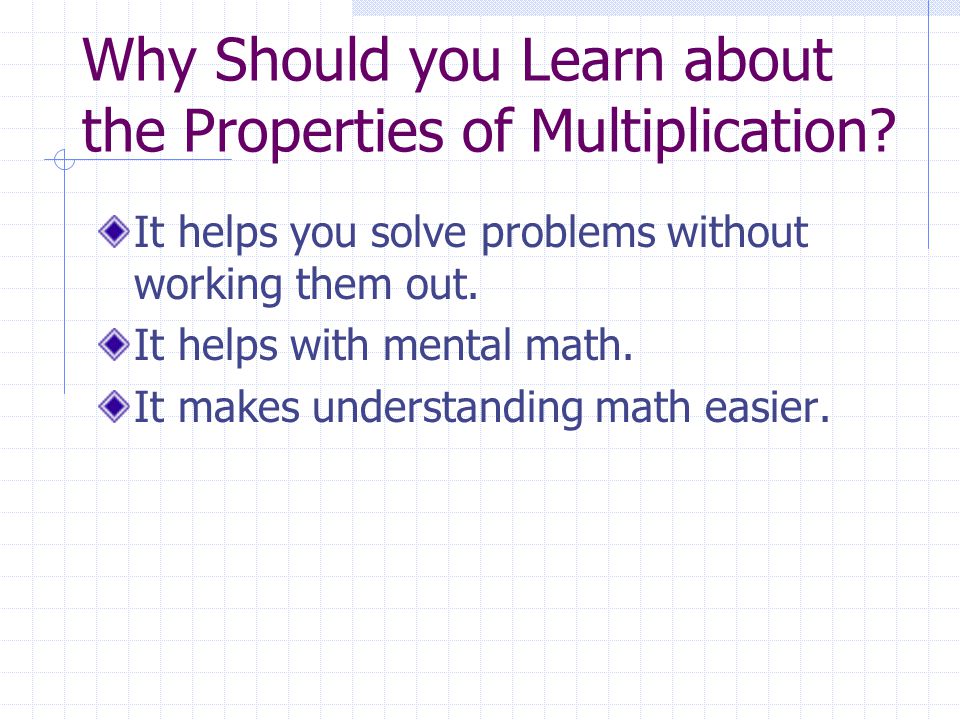 Why Should you Learn about the Properties of Multiplication