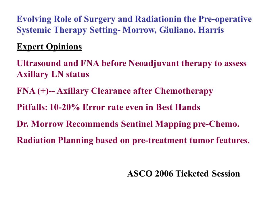 Evolving Role of Surgery and Radiationin the Pre-operative Systemic Therapy Setting- Morrow, Giuliano, Harris