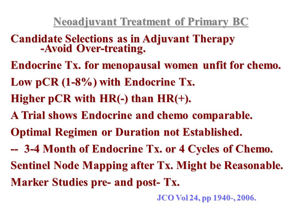 Neoadjuvant Treatment of Primary BC