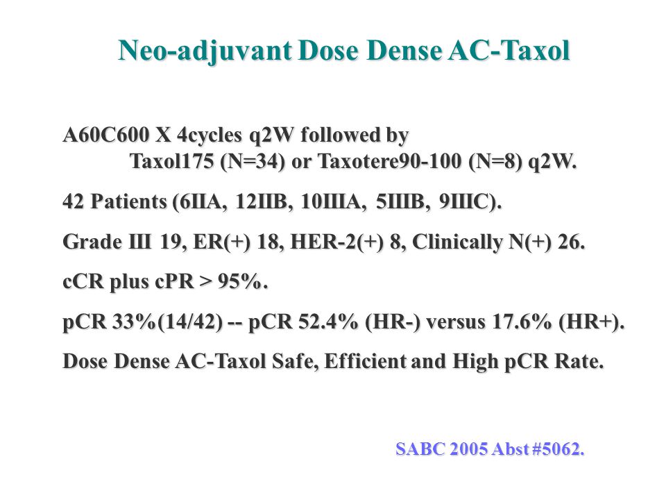 Neo-adjuvant Dose Dense AC-Taxol
