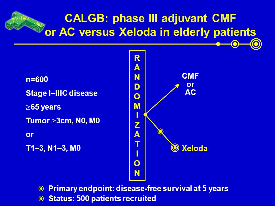 CALGB: phase III adjuvant CMF or AC versus Xeloda in elderly patients