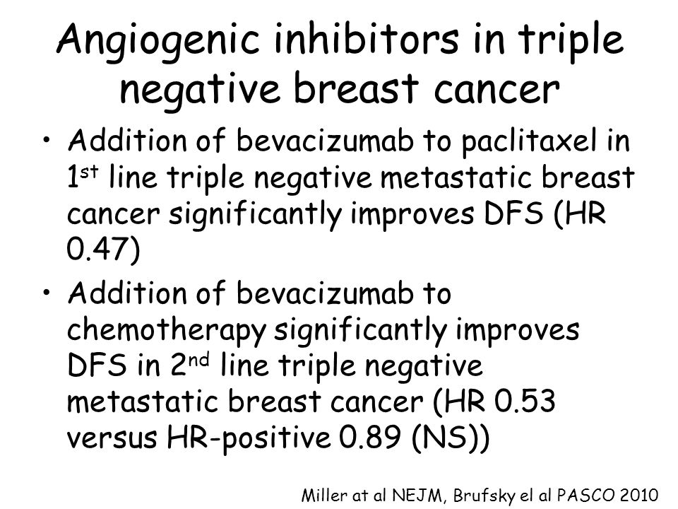 Angiogenic inhibitors in triple negative breast cancer