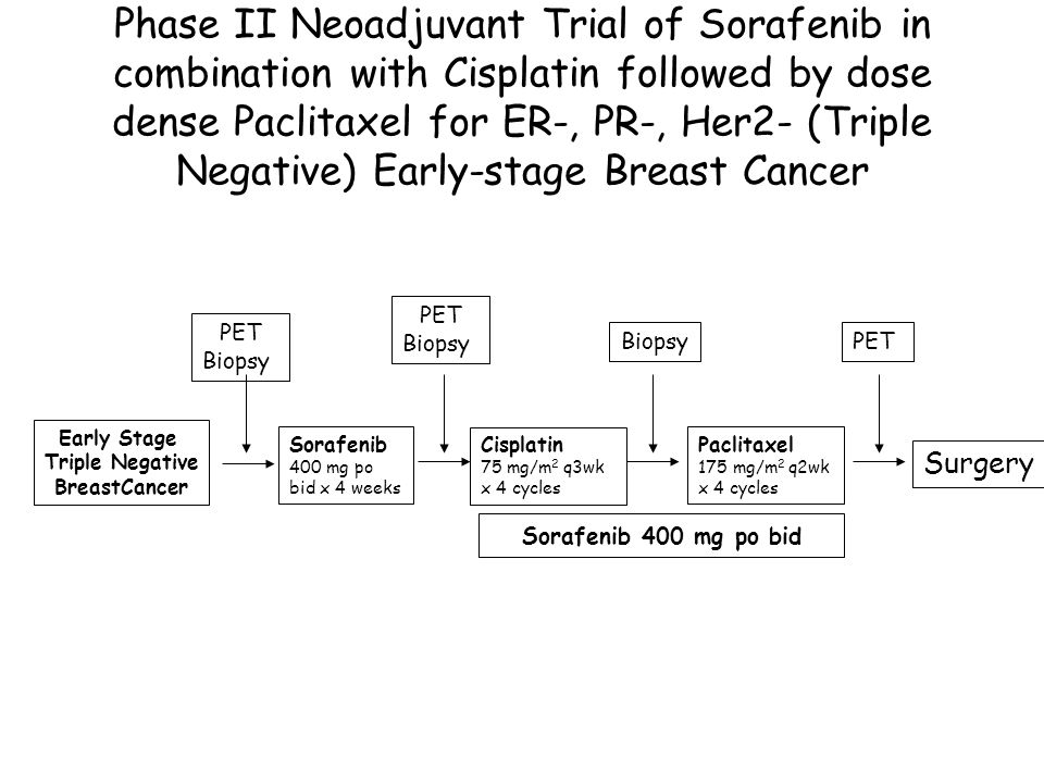 Phase II Neoadjuvant Trial of Sorafenib in combination with Cisplatin followed by dose dense Paclitaxel for ER-, PR-, Her2- (Triple Negative) Early-stage Breast Cancer