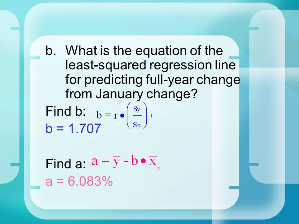 What is the equation of the least-squared regression line for predicting full-year change from January change