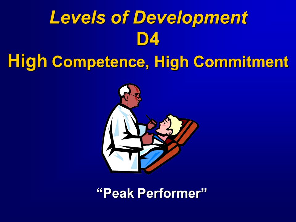Levels of Development D4 High Competence, High Commitment