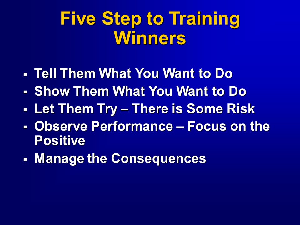 Five Step to Training Winners