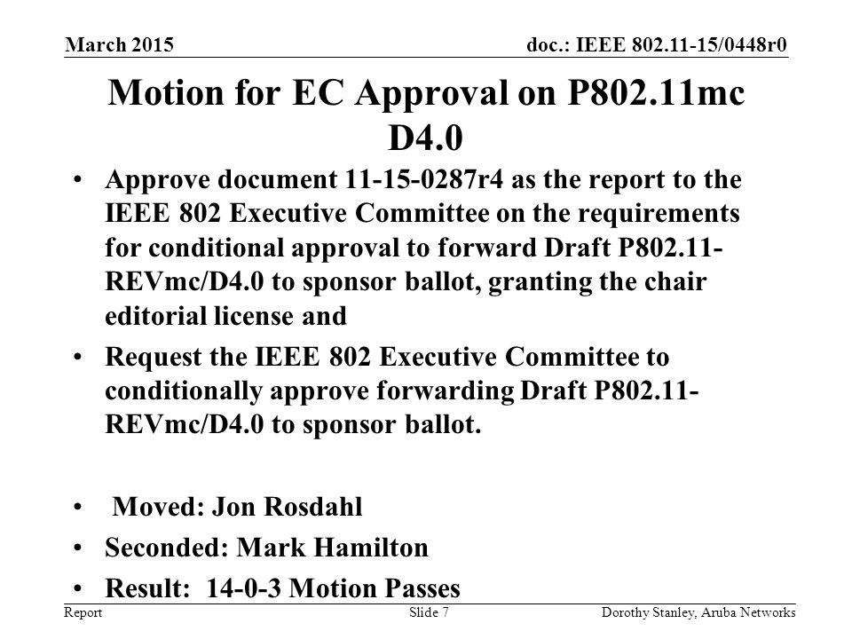Motion for EC Approval on P802.11mc D4.0