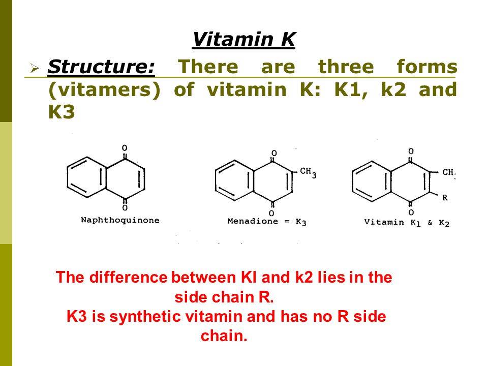 What is the difference between vitamin k1 k2 and k3