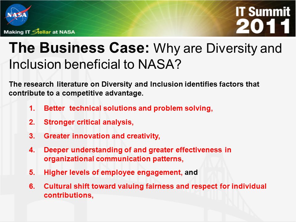 The Business Case: Why are Diversity and Inclusion beneficial to NASA