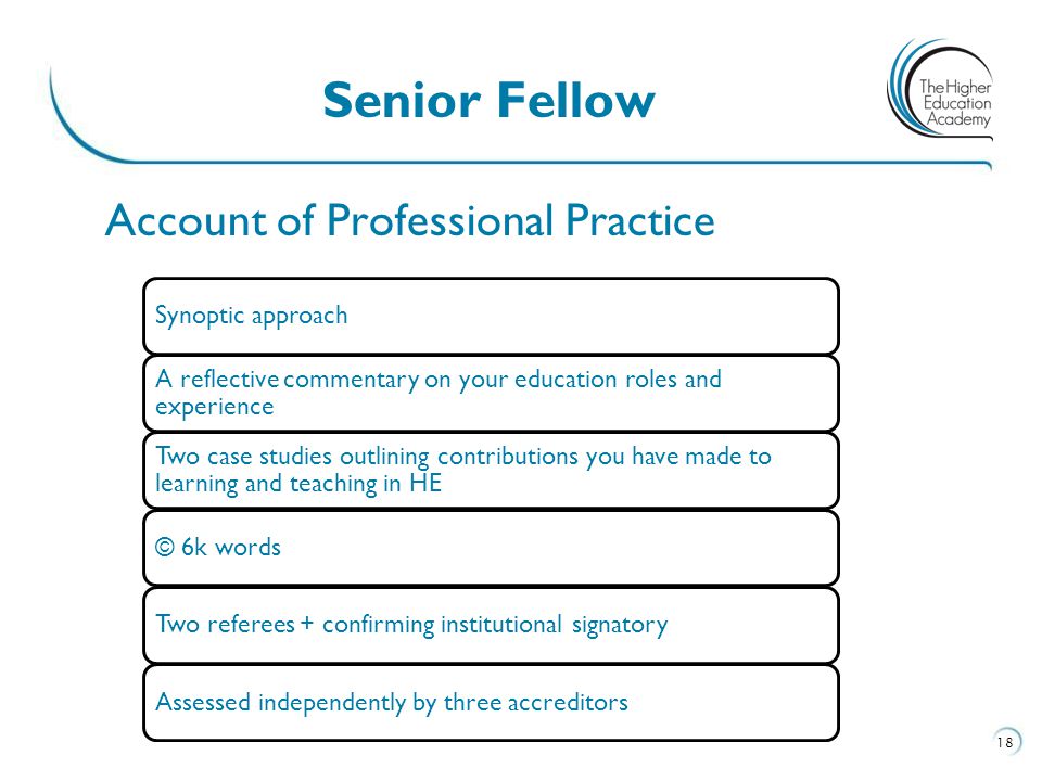 Senior Fellow Account of Professional Practice
