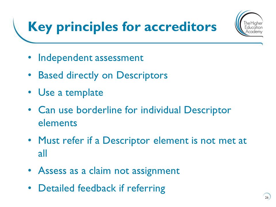 Key principles for accreditors