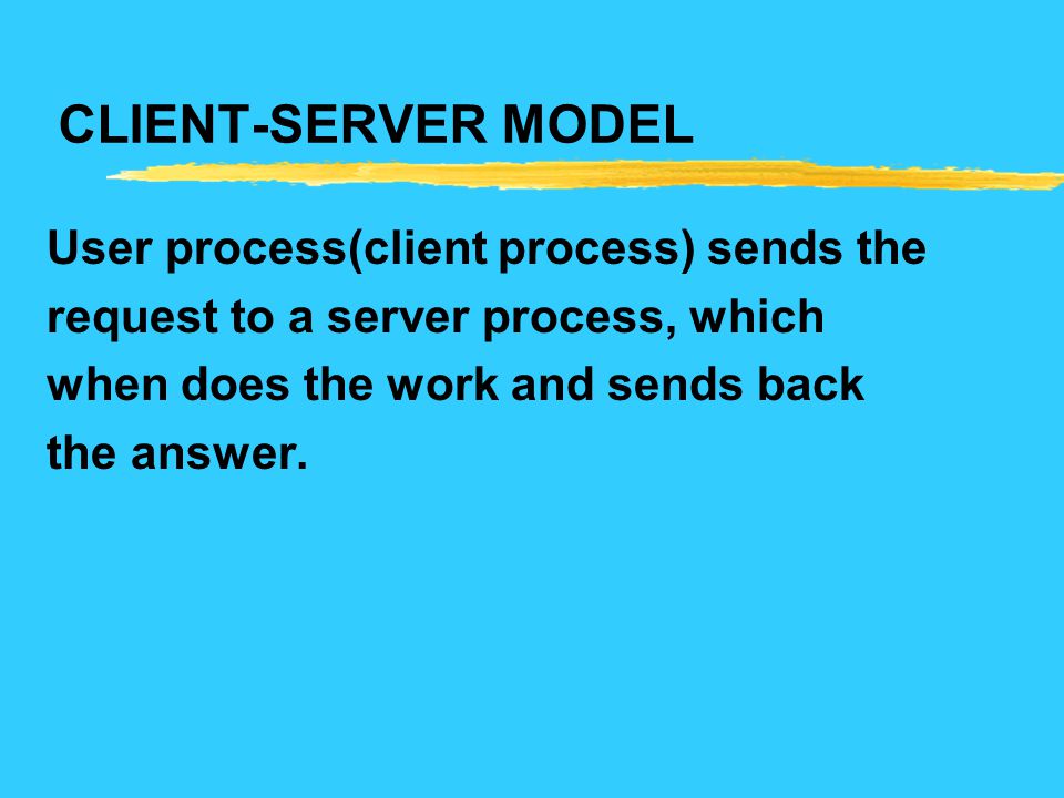CLIENT-SERVER MODEL User process(client process) sends the